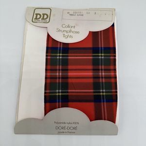 New Vintage Christmas Tights Dore Dore Collant Strumpfhost Pantyhose Red Plaid